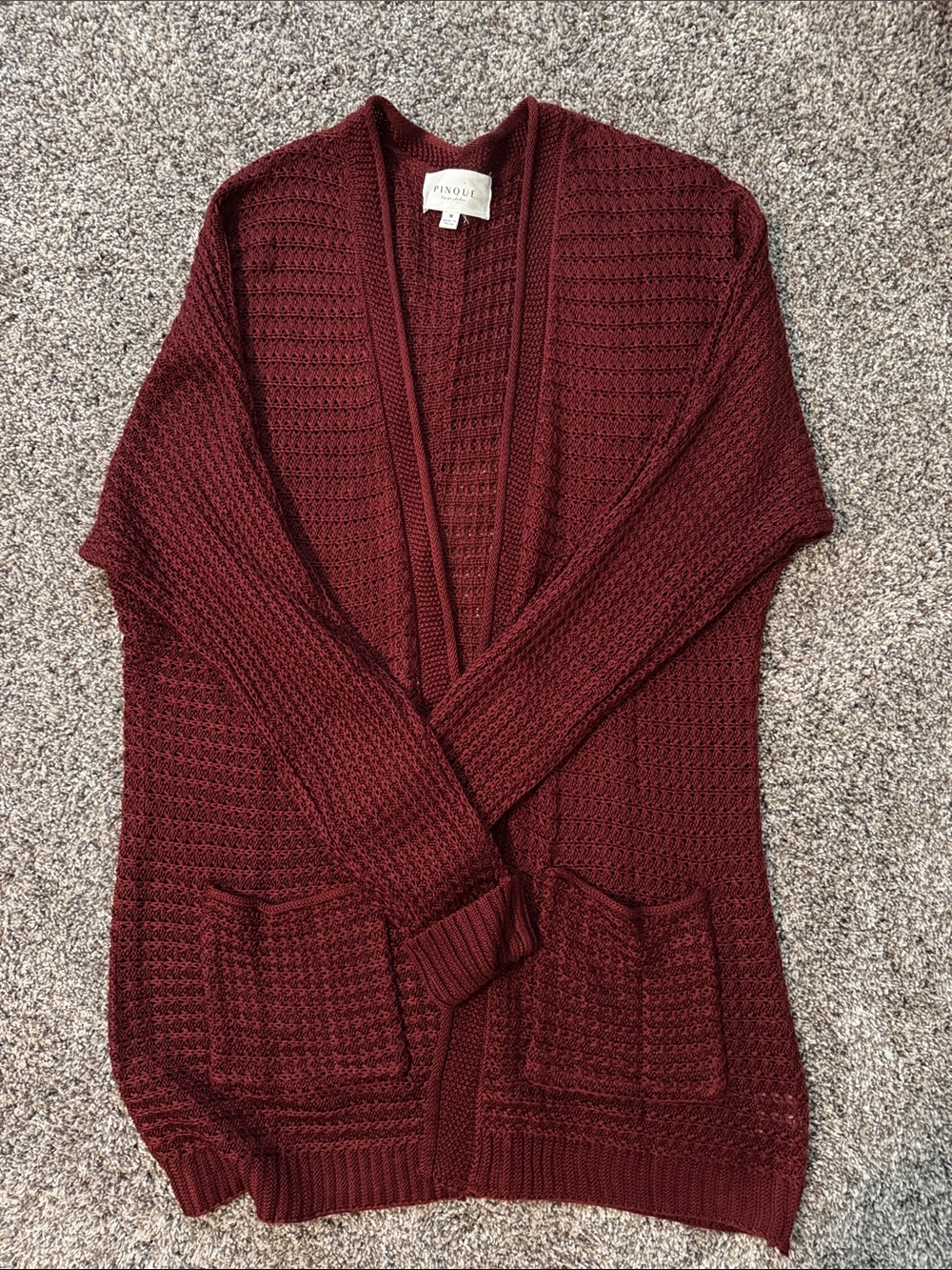 Pendleton Women's Open-Front Burgundy Knit Cardigan